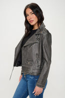 Coalition LA Zip Up Biker Jacket with Belt - SELFTRITSS   