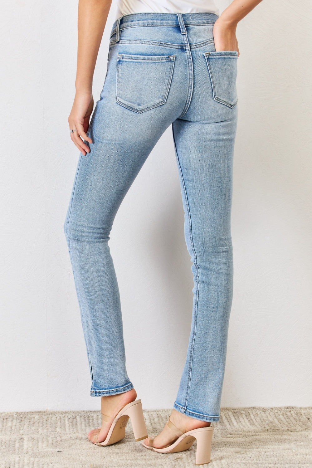 Kancan Full Size Mid Rise Y2K Slit Bootcut Jeans - SELFTRITSS   