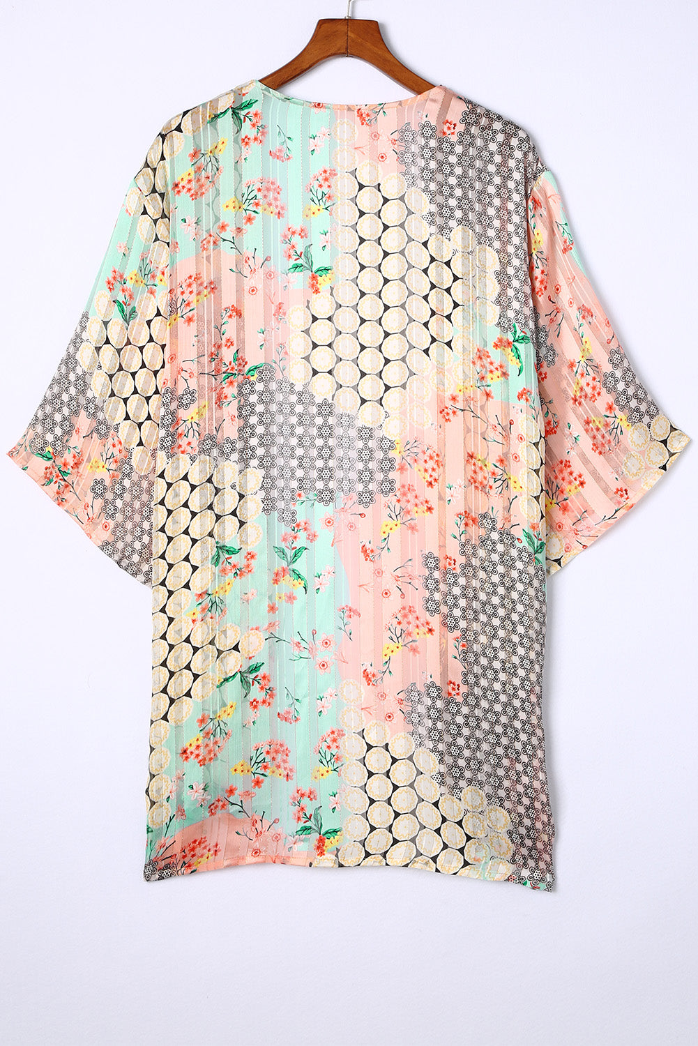 Multicolor Floral Open Sheer Shimmer Kimono - SELFTRITSS