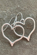 Silvery Heart Shape Hook Drop Earrings - SELFTRITSS   