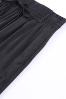 Black Drawstring Elastic Waist Casual Wide Leg Pants - SELFTRITSS   