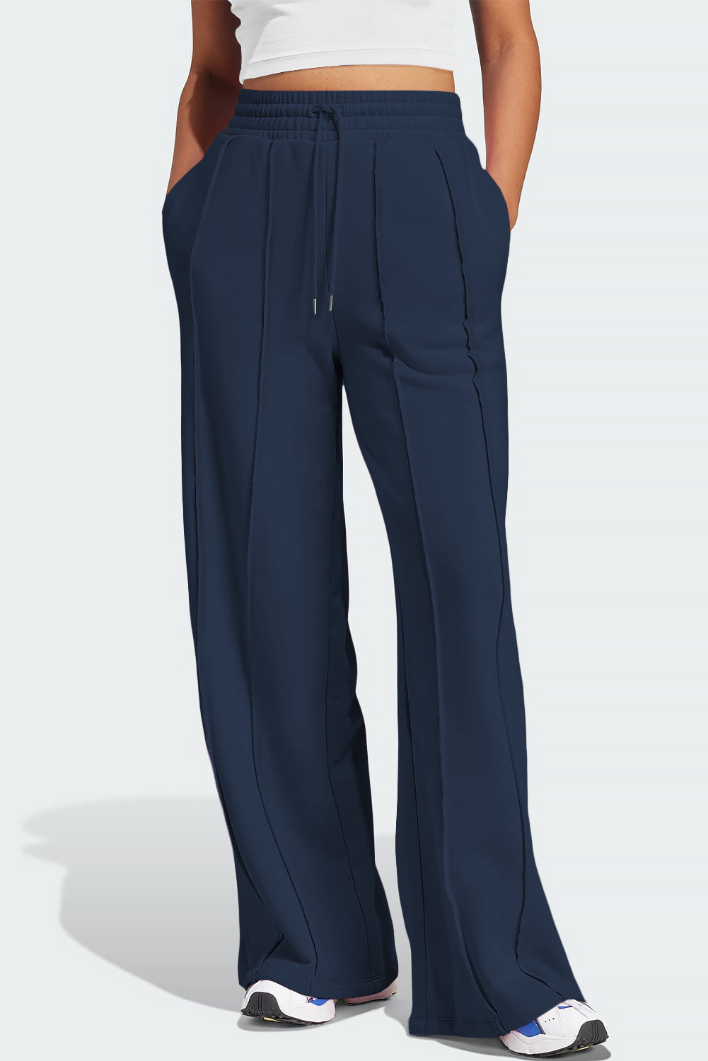 Drawstring Wide Leg Active Pants - SELFTRITSS   