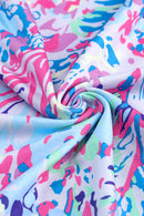 Purple Abstract Floral Print Sleeveless Maxi Dress - SELFTRITSS