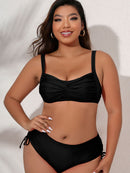 Plus Size Twist Front Tied Bikini Set - SELFTRITSS   