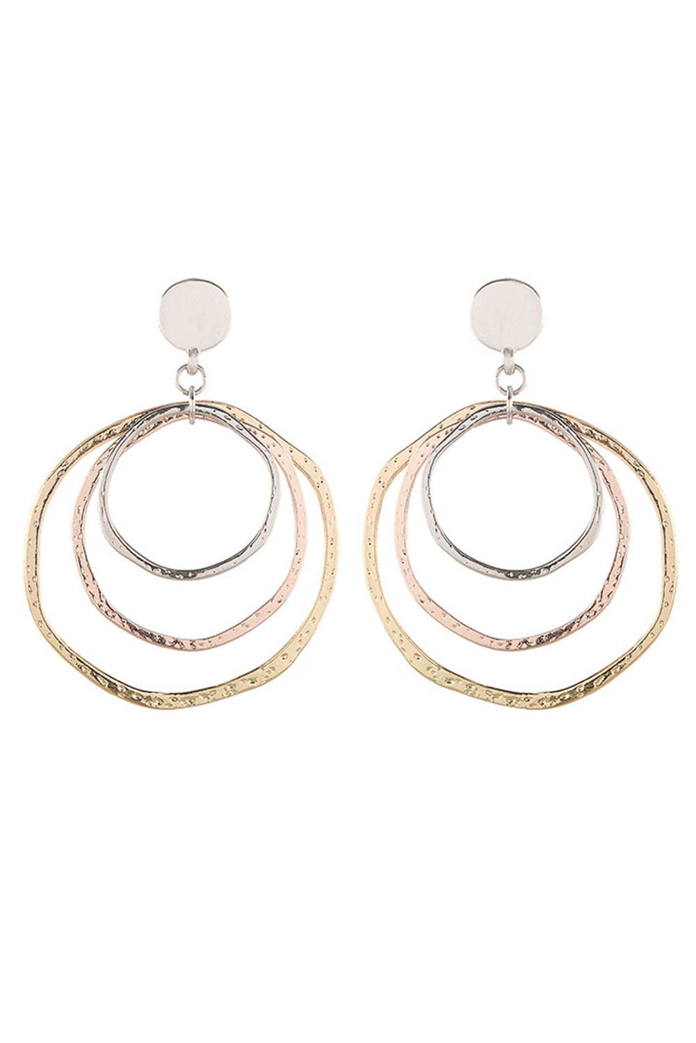 Silver 3-color Concentric Rings Dangle Earrings - SELFTRITSS   