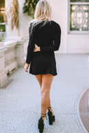 Black Solid Long Sleeve Henley Dress - SELFTRITSS