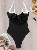 Tied Adjustable Strap One-Piece Swimwear - SELFTRITSS