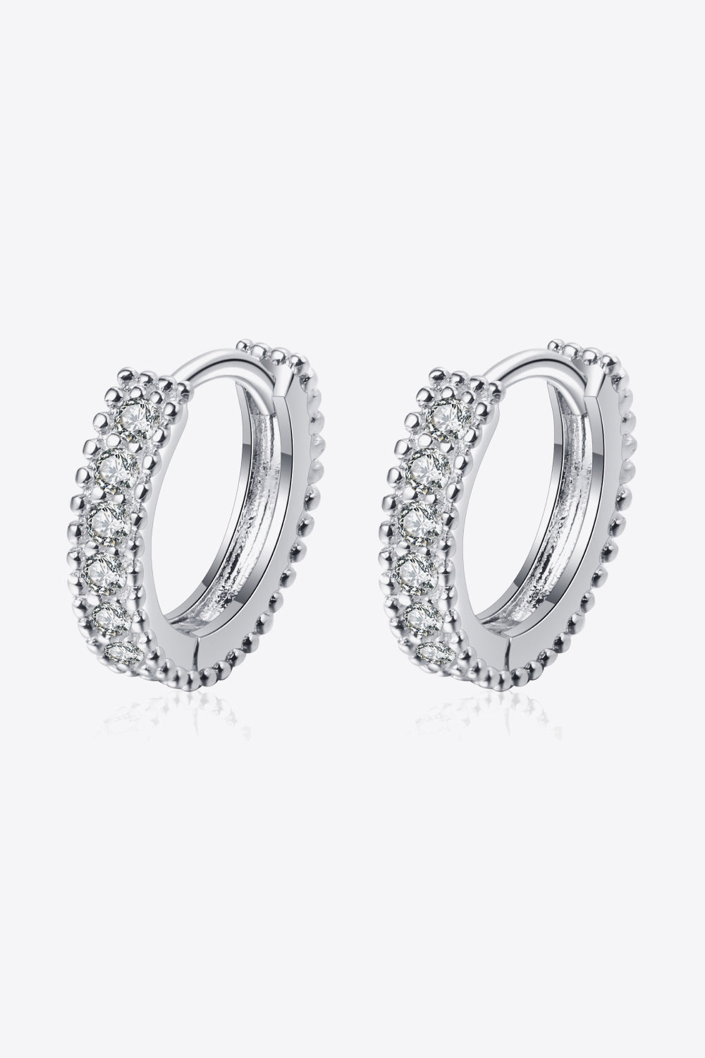 925 Sterling Silver Inlaid Moissanite Huggie Earrings - SELFTRITSS