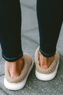 Pale Khaki Two-tone Knitted Warm Homewear Slippers - SELFTRITSS