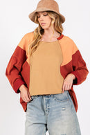 Brown Color Block Top - SELFTRITSS   