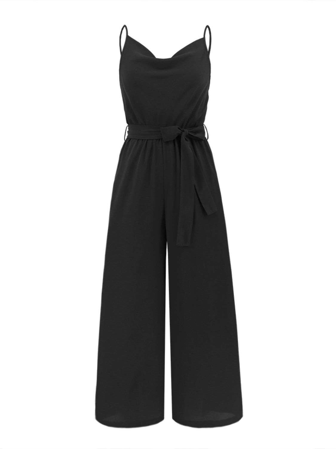 Tied Spaghetti Strap Wide Leg Jumpsuit - SELFTRITSS