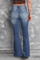 Blue Distressed Flare Jeans - SELFTRITSS