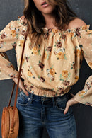 Yellow Bell Sleeves Floral Crop Top - SELFTRITSS