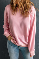 Pink Solid Classic Crewneck Pullover Sweatshirt - SELFTRITSS