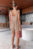 Full Size Scoop Neck Tie Shoulder Romper - SELFTRITSS