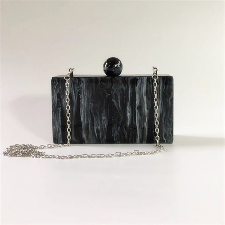 Round Toe Marbled Black Clutch Bag - SELFTRITSS