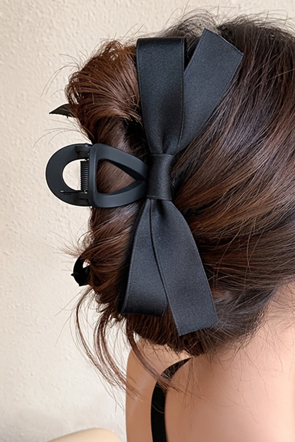 Black Bow Decor Large Hair Claw Clip - SELFTRITSS
