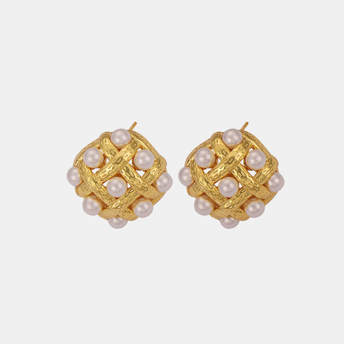 Copper Shell Pearl Stud Earrings - SELFTRITSS