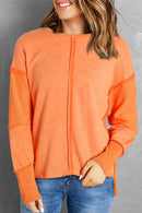 Orange Exposed Seamed High Low Raw Edge Sweatshirt - SELFTRITSS