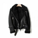 Petite Black Suede Wool Aviator Jacket