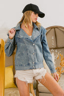 Button Up Long Sleeve Denim Jacket - SELFTRITSS   