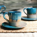 Green, Blue & Gold Coffee/Espresso Cup & Saucer Set of 4 - SELFTRITSS