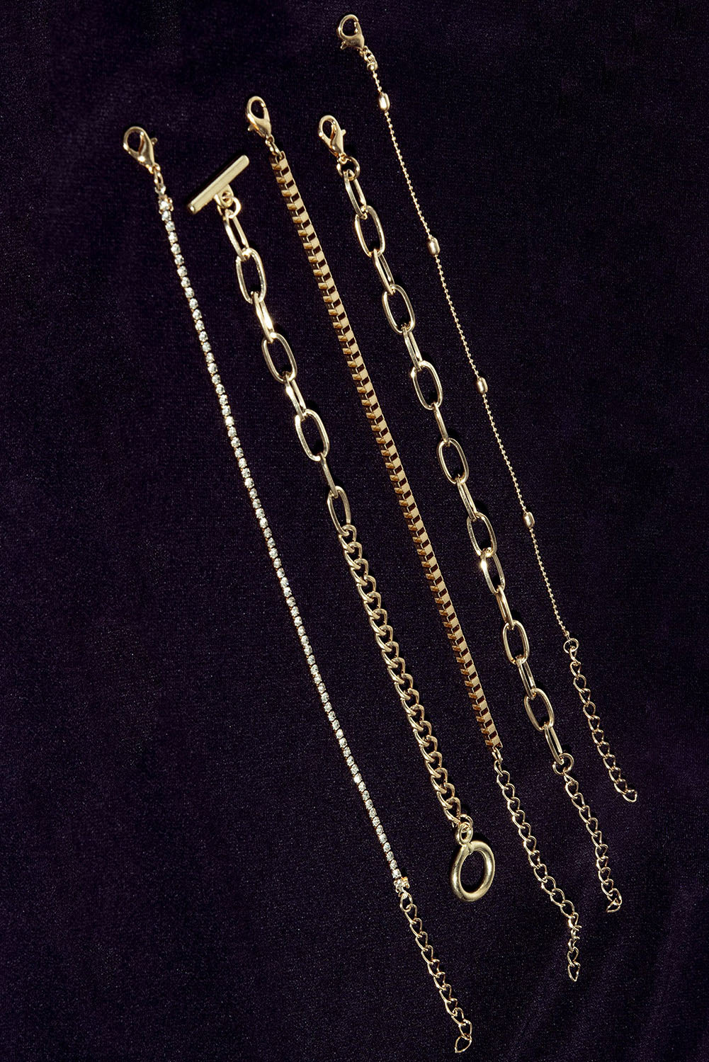 Gold Rhinestone Geometric 5-pcs Bracelet Set - SELFTRITSS
