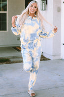 Multicolor Tie Dye Henley Top and Drawstring Pants Outfit - SELFTRITSS