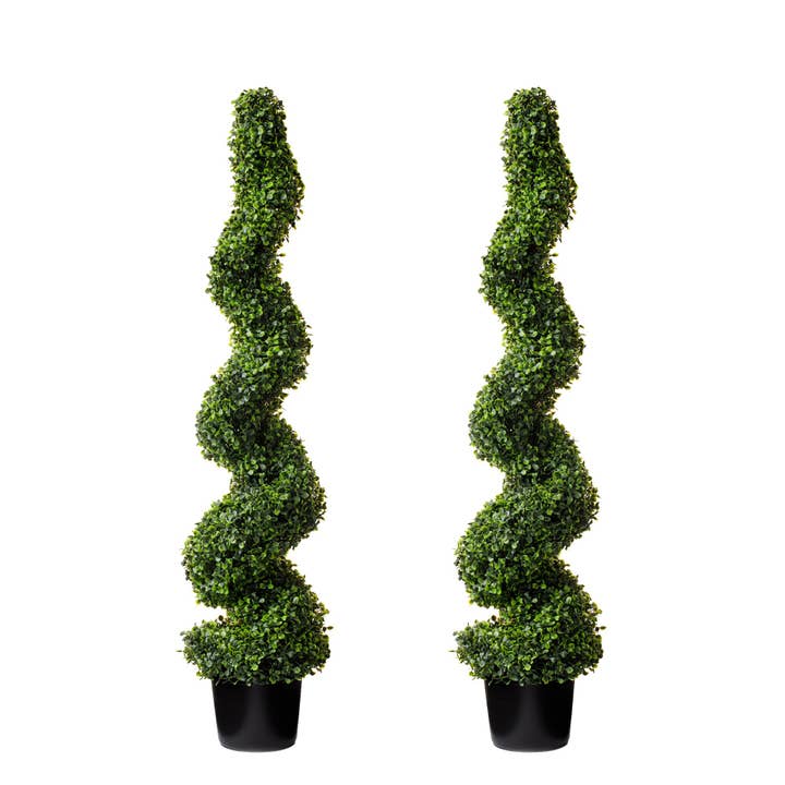 2 Pack) 48” Spiral Topiary Artificial Trees in Pot