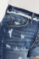 Kancan Distressed Button Fly Denim Shorts - SELFTRITSS