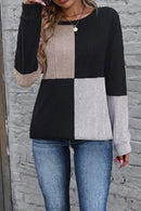 Black Colorblock Textured Knit Top - SELFTRITSS