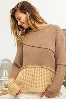 Mocha Brown Ribbed Long Sleeve Sweater