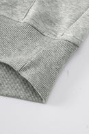 Gray Zip Up Stand Collar Ribbed Thumbhole Sleeve Sweatshirt - SELFTRITSS