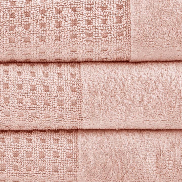 Spa Waffle 6-Piece Bath Towel Set [Certified], Pink - SELFTRITSS
