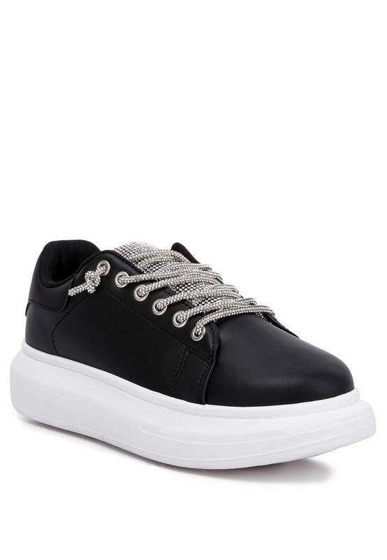 Jaxen Rhinestones Lace Up Sneakers - SELFTRITSS   