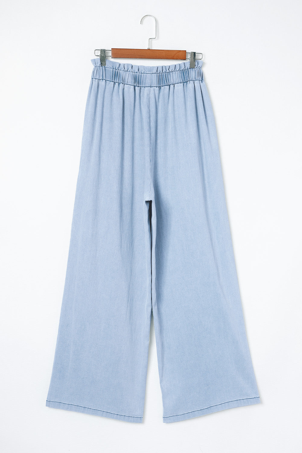 Sky Blue High Waist Pocketed Wide Leg Tencel Jeans - SELFTRITSS