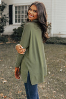 Jungle Green Cowl Neck Shift Tunic Top - SELFTRITSS   