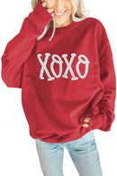 Racing Red Aphabet Chenille Embroidered Pullover Sweatshirt - SELFTRITSS