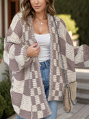 Oversized Mocha Plaid Long Sleeve Cardigan