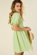 Tie back dress with puff sleeves - SELFTRITSS   