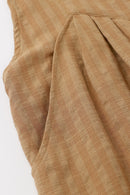 Brown Striped Pleated Wide Leg Pocketed Jumpsuit - SELFTRITSS   