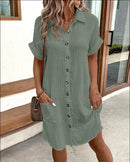 Summer Short Sleeve Shirt Loose Dress - SELFTRITSS   