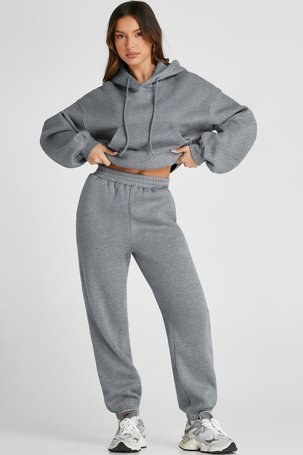 Dropped Shoulder Hooded Top and Pants Active Set - SELFTRITSS   