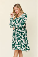 Double Take Full Size Printed Ruffle Hem Long Sleeve Dress - SELFTRITSS   