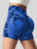 Tie-Dye High Waist Wide Waistband Active Shorts - SELFTRITSS