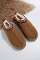 Chestnut Suede Contrast Print Plush Lined Snow Boots - SELFTRITSS