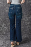 Real Teal High Rise Ripped Bell Bottom Jeans - SELFTRITSS