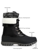 Delphine Knitted Collar Lace Up Snow Boots