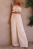 Ruffled Sleeveless Top and Wide Leg Pants Set - SELFTRITSS   