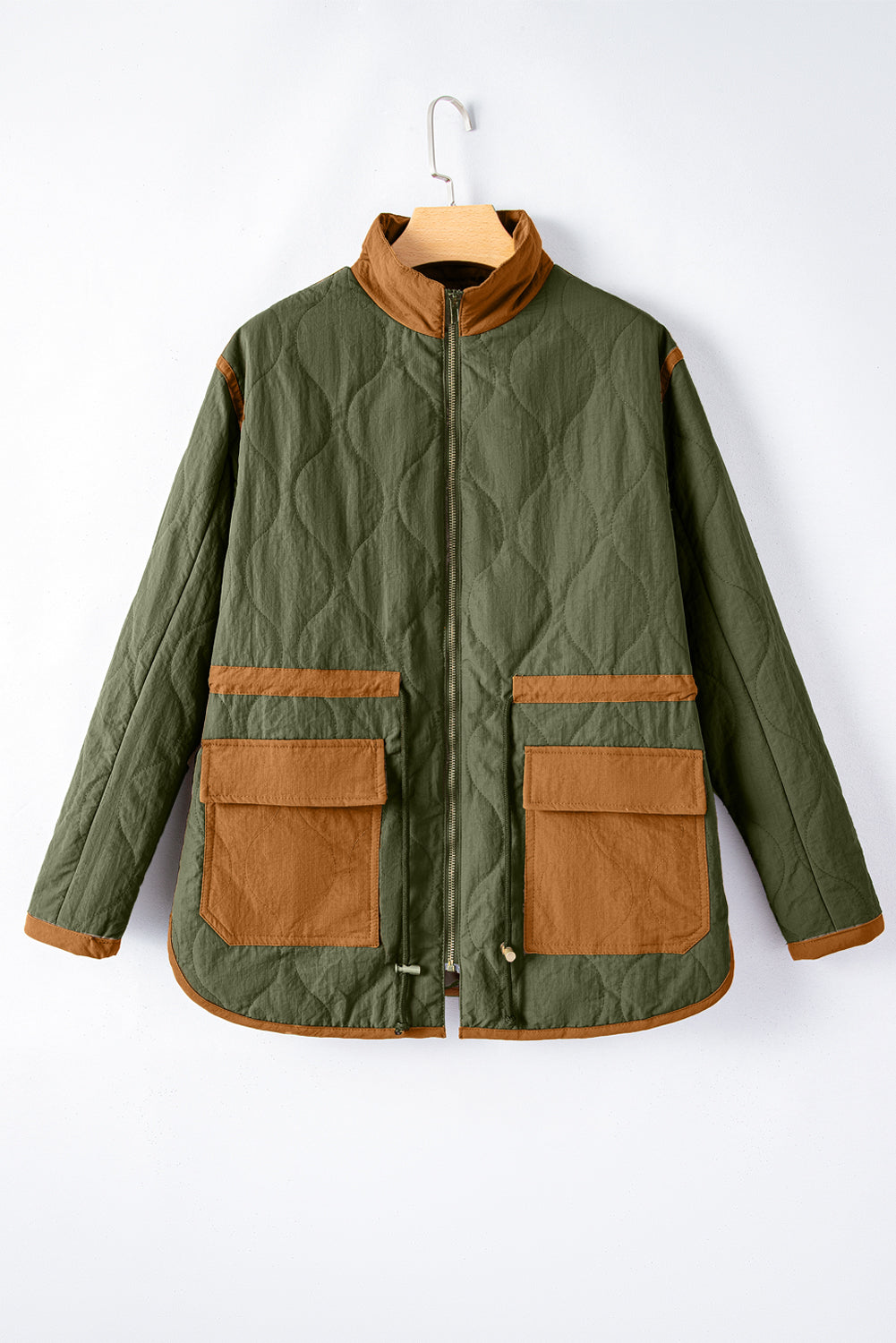 Green Stitching Quilted Drawstring Jacket - SELFTRITSS   